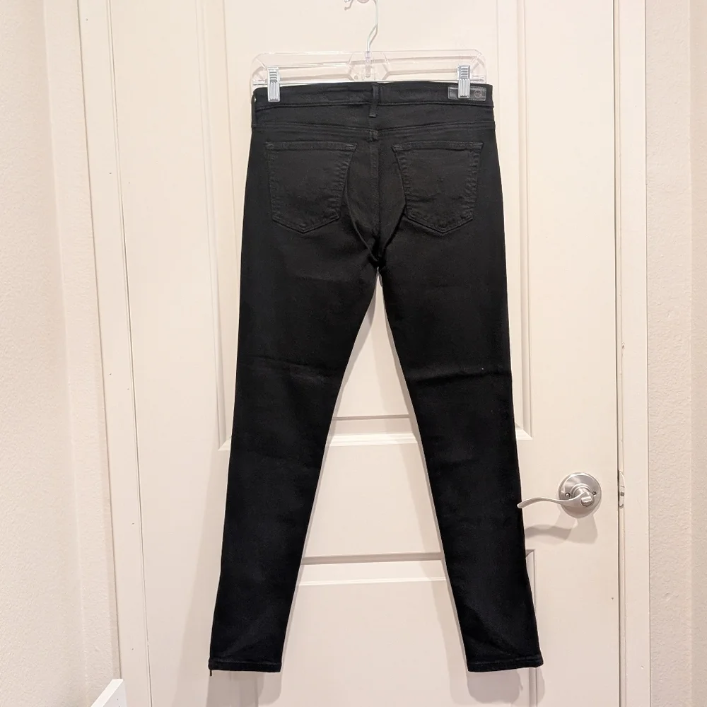 AG Adriano Goldschmied Black Skinny Zip Ankle Denim Leggings Size 27